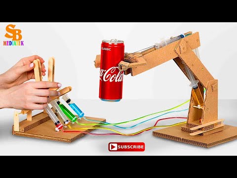 How to make Hydraulic Operated Robotic arm from cardboard |Model project