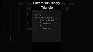 Pattern 18: Binary Triangle In C | Pattern Series | JustCode |#coding #programming  #shorts