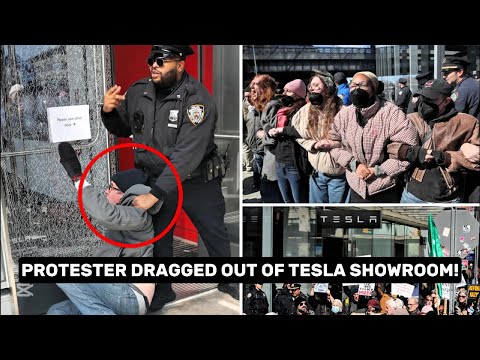 BREAKING: Protester DRAGGED Out of TESLA Showroom After Occupying Inside!