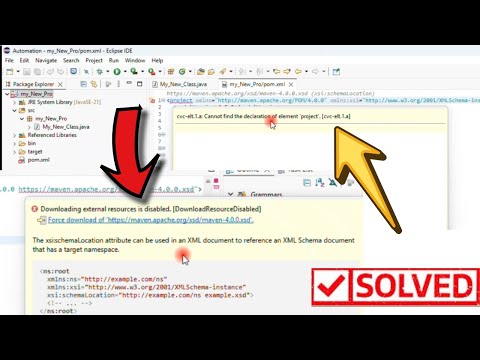 How to fix Downloading external resources is disabled error in Pom xml Eclipse Maven