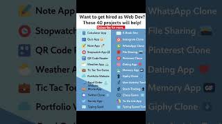 40 Web Dev Projects That Will Get You Hired in 2025🚀 |Coding Portfolio Ideas #shorts #youtubeshorts
