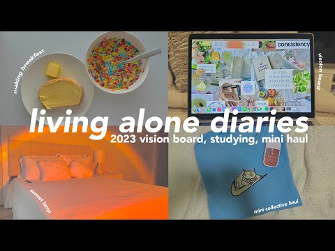 living alone diaries 🪐☁️ | new year reset, vision board, studying