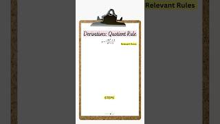 Derivatives - Quotient Rule Made Easy 📚 | #mathshorts #calculus