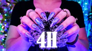 Hypnotic Layered ASMR 💜 Fluffy Mic, Whispers, Rain & Brown Noise - 4 Hours🍃 Drift Away