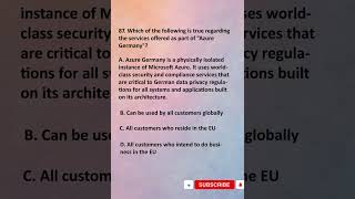 Microsoft Azure Fundamentals AZ 900 - Q 87 100% Exam PASS