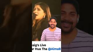 When beauty is performing live #aimabaig #liveperformance #indianreaction #mujhepyarhuatha