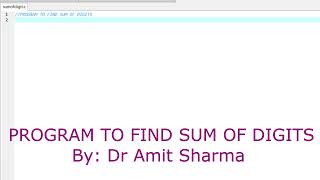 Find the find sum of digits