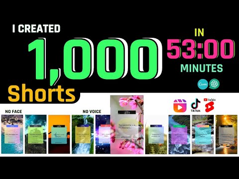 I created 1000 YouTube Shorts in 53 Minutes | Content to Start a YouTube Channel and get Monetized