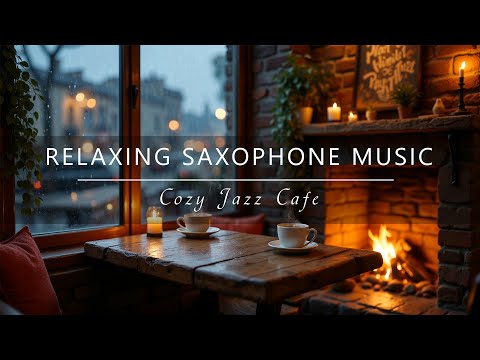 Cozy Jazz Café | Relaxing Saxophone Music, Rain & Fireplace Sounds