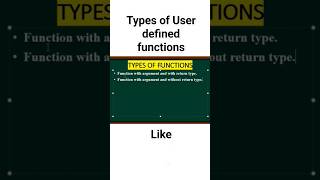 Types of user defined function in C Language