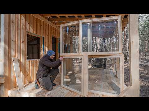 Made 4 Windows for My Off-Grid Forest Cabin | Quiet Woodworking Day