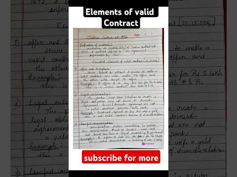 elements of valid contract  B.com CA CMA  ICA 1872 BRF 4th sem b.com
