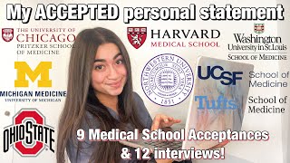Reading my Medical School Personal Statement that got me 9 MD ACCEPTANCES || Cecile S