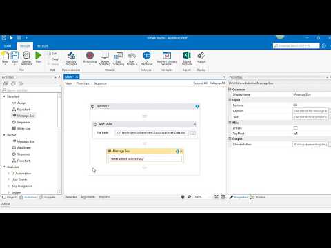 UiPath Excel Add  Sheet Activity