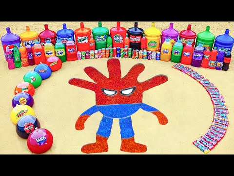 EXPERIMENT: Spiderman Toothpaste Eruption from Balloon of Coca-Cola, Fanta, Sodas and Mentos