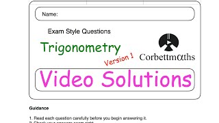 Trigonometry Answers Version 1 - Corbettmaths