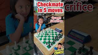 Win in 5 moves! Queen Sacrifice in the Opening! #chess #chessgame #biyaherongcoach #chesscom