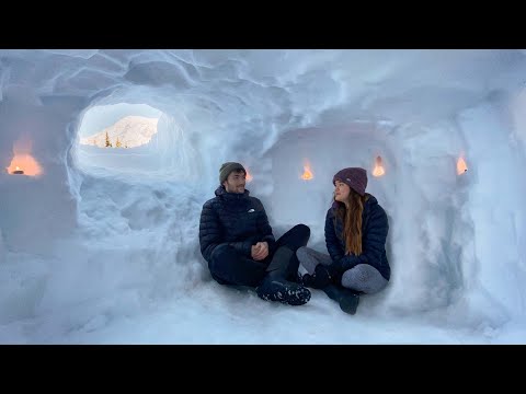 Snow Shelter Camping! | Deep Snow Primitive Survival Shelter/Cave Winter Camping