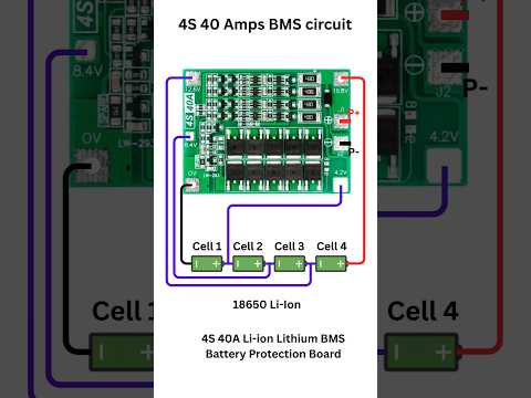 How to connect 4S 40A Lithium Ion BMS #bms #diy #electronic #battery