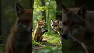 handshake 🤝 fox 🦊 and wolf 🐺 #aiclip #viralshorts #foryou #shortstories #viralvideo #cow