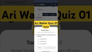 Ari wallet quiz 1 June | Ari wallet daily quiz today answer|Arichain Quiz Today 01 June