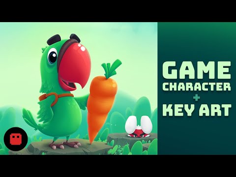 Game character design + Key artwork - Illustration process | Parrot with a Carrot - Part 01