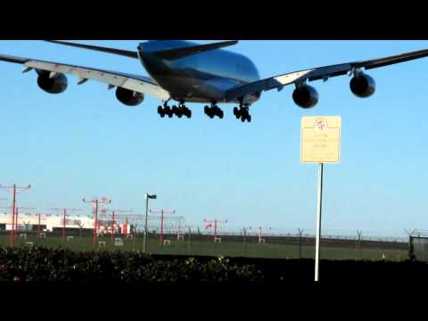 Korean Air A380 landing at LAX