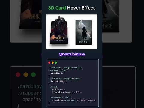 WOW! 3D Card Hover Effect with Just HTML & CSS 💻 | Must-Try UI Project 💥 #Shorts