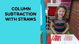 Column subtraction / Compact method subtraction with exchanging, using concrete resources