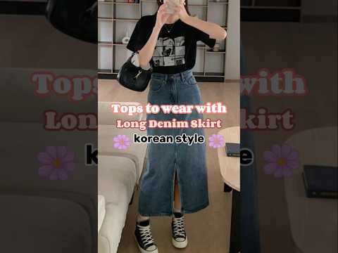 🎀 Long Denim Skirt and Top 🎀 #aesthetic #fashion #outfitideas #denim #fashiontrends #meeshohaul