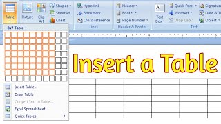 How to Insert a Table in Microsoft Word | Insert table in MS word 2007
