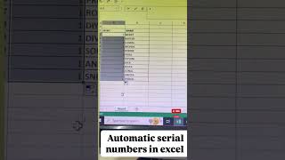Automatic serial numbers in excel #automatic #serialnumber #microsoftexcel