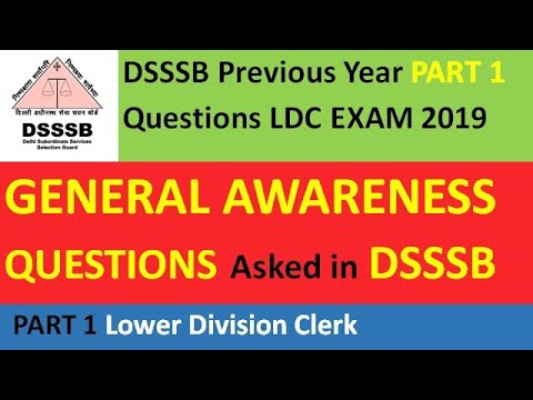 General Awareness Previous Year Questions | DSSSB LDC Part 1 Previous Year Questions 2019 Important