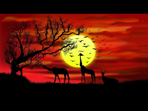 Landscape at Dusk, Flat Design Artwork in Adobe Illustrator