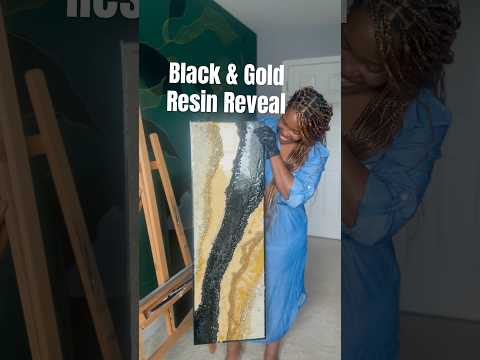 Resin Art Reveal | Black & Gold Vibes #ytshorts #artreveal #myart #resinartist