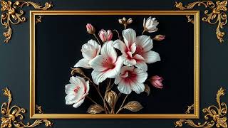 Beautiful 4K Gypsum Flower Art |  Golden Frame  | Silent Background
