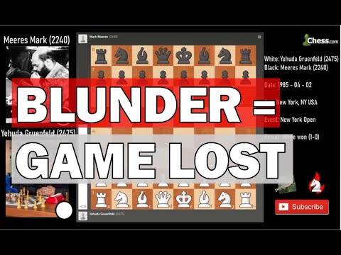 Blunder = Game Lost | Yehuda Gruenfeld vs Meeres Mark analyzed by Stockfish | 1985