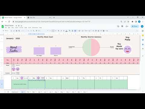Mood Tracker Spreadsheet | Google sheet mood tracker | Digital mood tracker| Digital mood journal