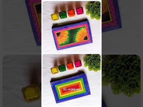 Pouche bag painting.. 🌻🌈#youtubeshorts #shortvideo #youtube #art #handmade #artist #artandcraft