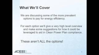 Webinar: Paying to Save Money: Energy Efficiency and the Clean Power Plan