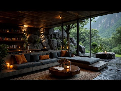 Calming Cabin Retreat: Crackling Fireplace & Gentle Rain Sounds for Cozy Sleep & Relaxation