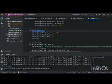 Day4 Build TimerApp #streamlit  #coding #pythonforbeginners #programming #pythonprojects #python