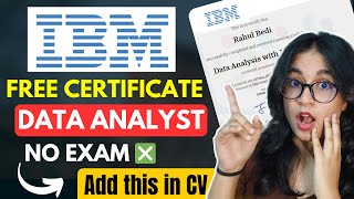 🔥IBM Data Analyst FREE Certificate | Add in your CV/ LinkedIn 