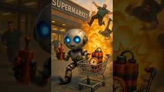 Robot Causes Chaos at the Supermarket💥 #funny #robot #shorts #comedy #lol #explosion #entertainment