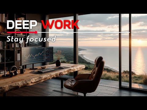 Deep Work Music | Focus & Productivity ~ Ocean Sunset View Office Ambient