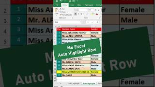 MS Excel: Auto Highlight Row Data #excel