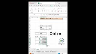 Excel में depreciation formula कैसे लगाएं | Straight Line Method Explained | #excel #shortvideo