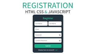 How To Create Registration Form Using HTML CSS & JavaScript with Source Code