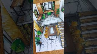 Marker interior sketch, Marker Rendering, #interiordesign #interiorsketch #architecturedrawing #art