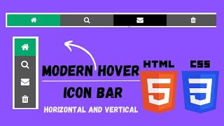 Simple Modern Hover Icon Bar Using HTML And CSS || @MR_CODEY